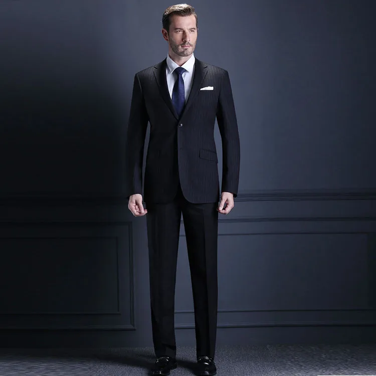

Best Selling two button notch Lapel comfortable fabric royal blue coat pant mens custom tailor suits, Black