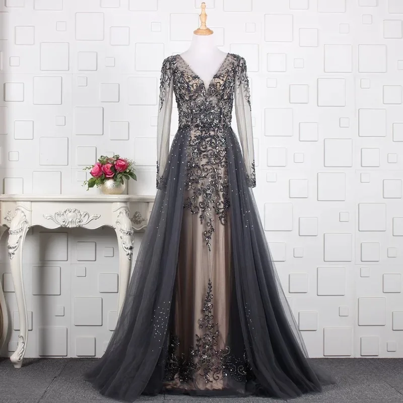 

Classic A Line Formal Dress Prom Party Gown Beaded Stunning Evening Dresses, As picture or your request