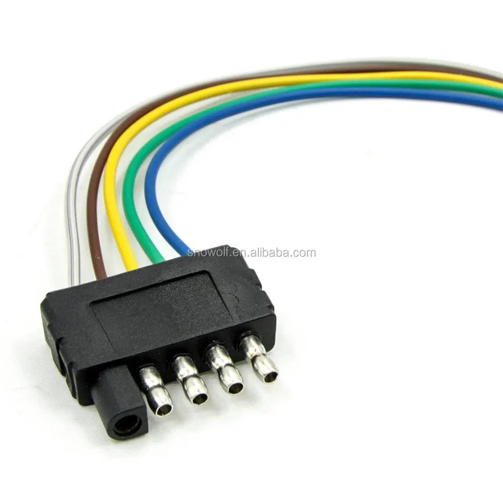 5 Pin Flat Plug Trailer Light Extension Wire Harness Connector 5 Core