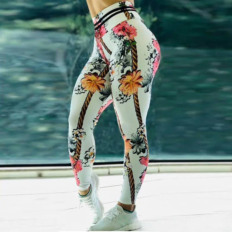 

Fashion Chinese Style Flower Printing Leggings High Waist Women Fitness Pants Casual Leggings For Women, Pictures shows/customized upon request