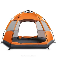 

Hexagonal Bear Resistant Double Layers Winter Camping Tent 5-8 Person Automatic Pop Up Camping Family Tent