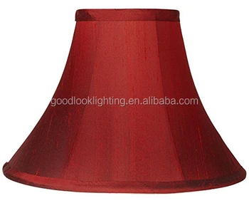 Transitional Red Fabric Bell Shaped Lamp Shade With Self Trim Top Transitional Red Fabric Bell Shaped Lamp Shade With Self Trim Top And Bottom Spider