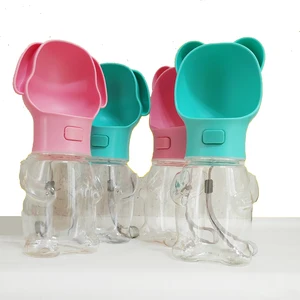 Image of wholesale pet supplies 500ml Travel Pet Water Bottle Feeder Portable Plastic Outdoor Dog Drinking Water and food Bottle