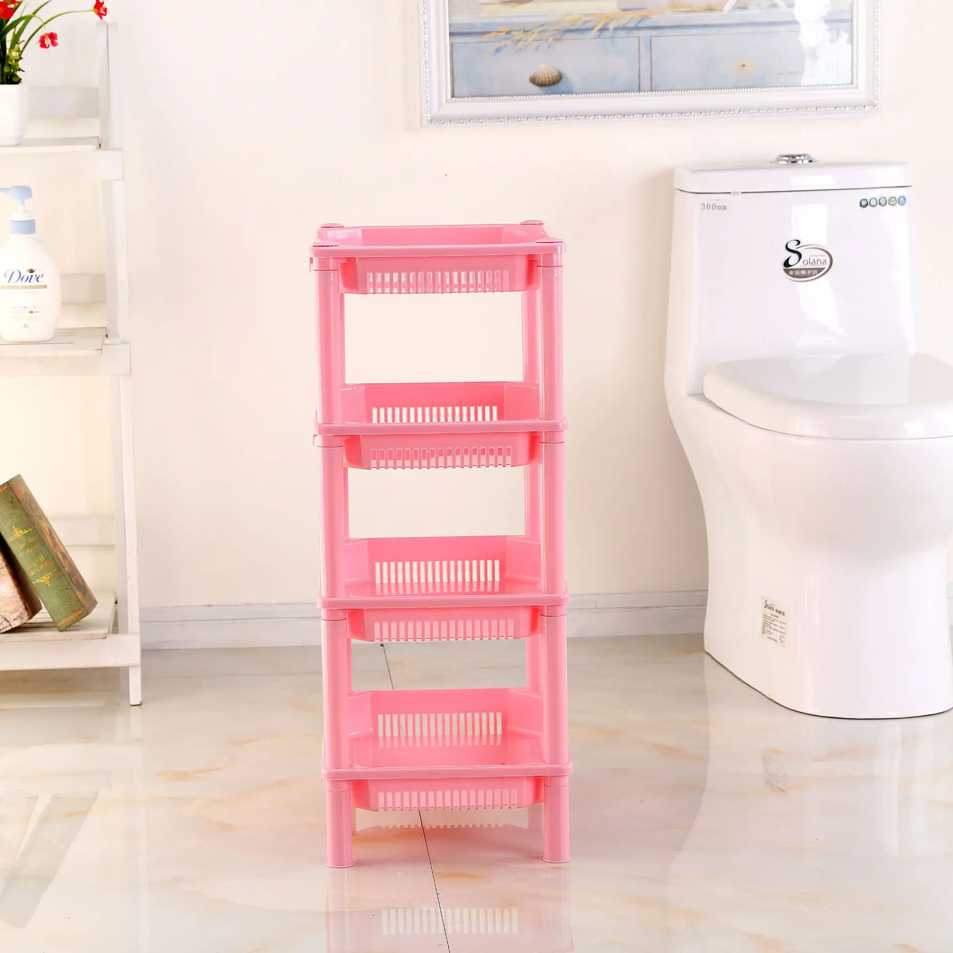 4tier Multipurpose Plastic Storage Rack Bathroom Corner Storage Rack