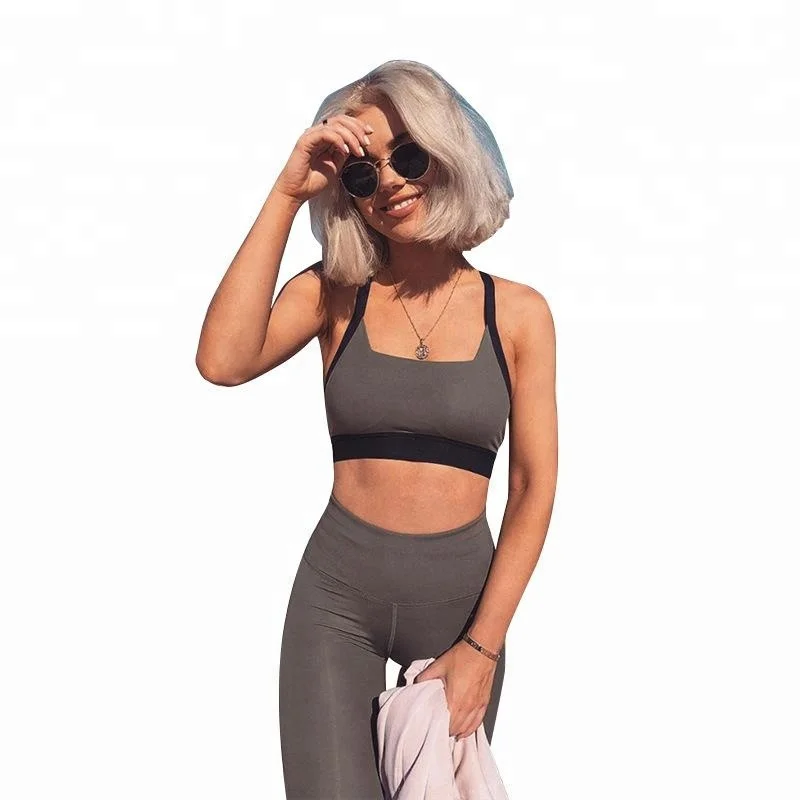 

Women Sexy Gym Yoga Bra Top and High Waits Pants Leggings 2sets Wholesale Workout Gym Fitness Sportswear Yoga Sets, Customized colors