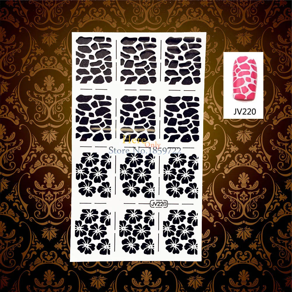 1 Sheet Easy Use White Hollow Thin Nail Vinyls Foils Flower Designs Nail Manicures Art HWJV220