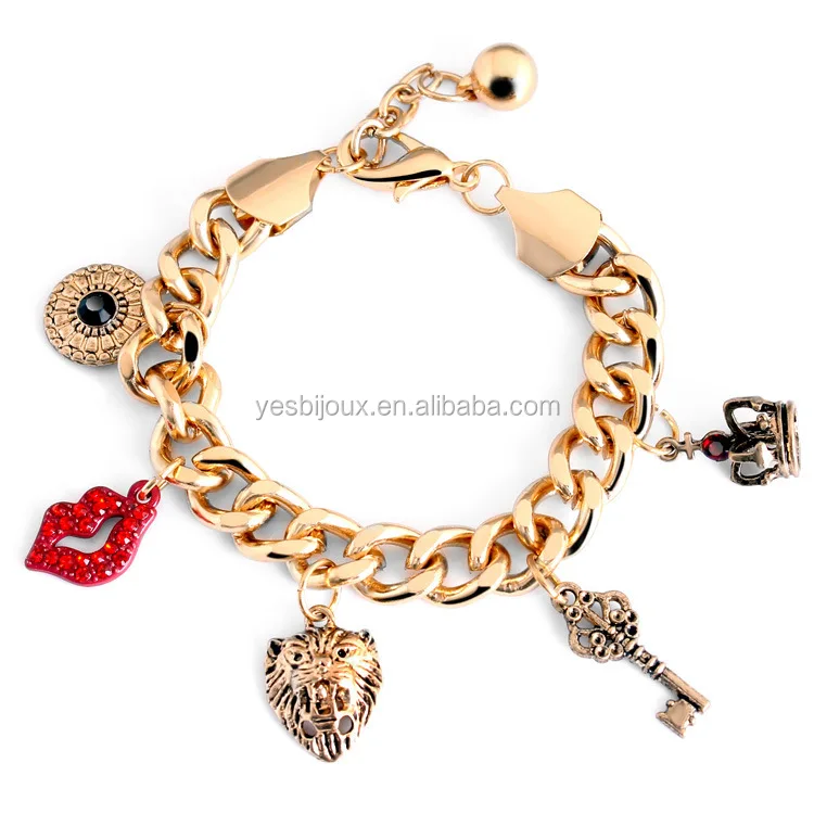 

gold charm mouth lip bracelet women bracelet bijoux wholesale