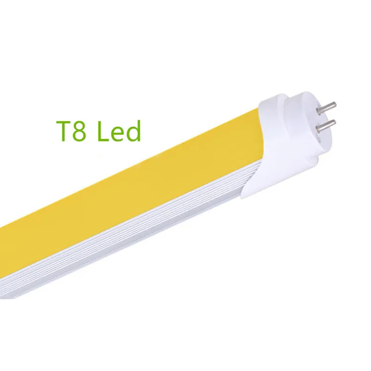 Popular High Quality Tubelight  G13 CE ROHS T8  Led Tube yellow color factory wholesale 5 years warranty