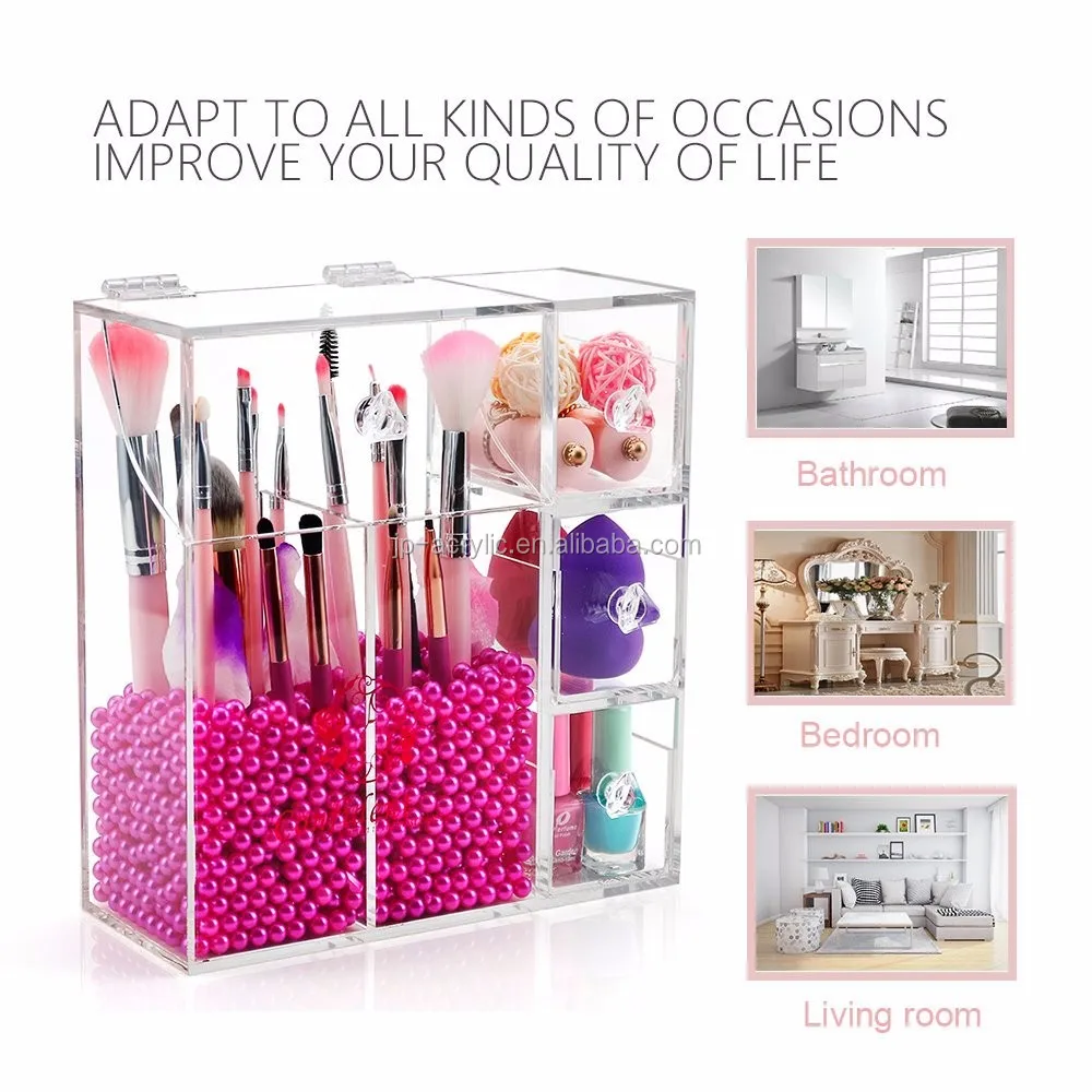 Customs New Style Acrylic Brush Box Storage Beauty Box Acrylic Cosmetic Makeup Brush Holder Box , Buy Makeup Holder,Acrylic Brush Box,Brush Box