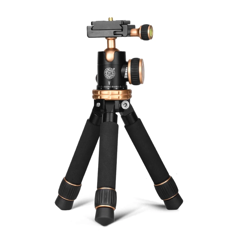 

12'' 3kg Load Desktop Mini tripod Q166Z for DSLR Digital Camera with Damping Panorama Ball head Tripod for Phone, Golden;customize ok