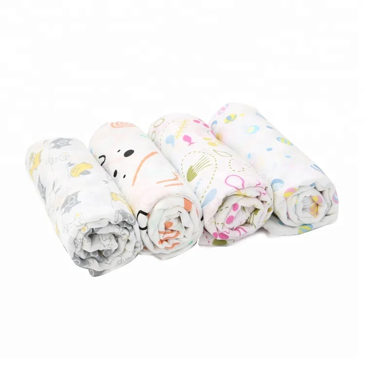 

Wholesales 2 Layer Gauze Cute Design Cotton Muslin Swaddle Blanket