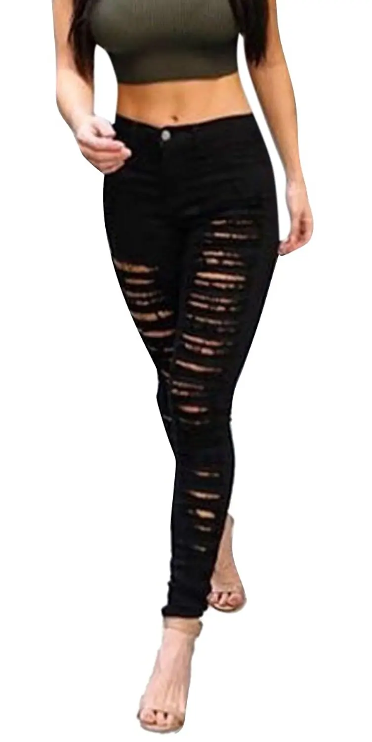 black distressed jeans womens high waisted
