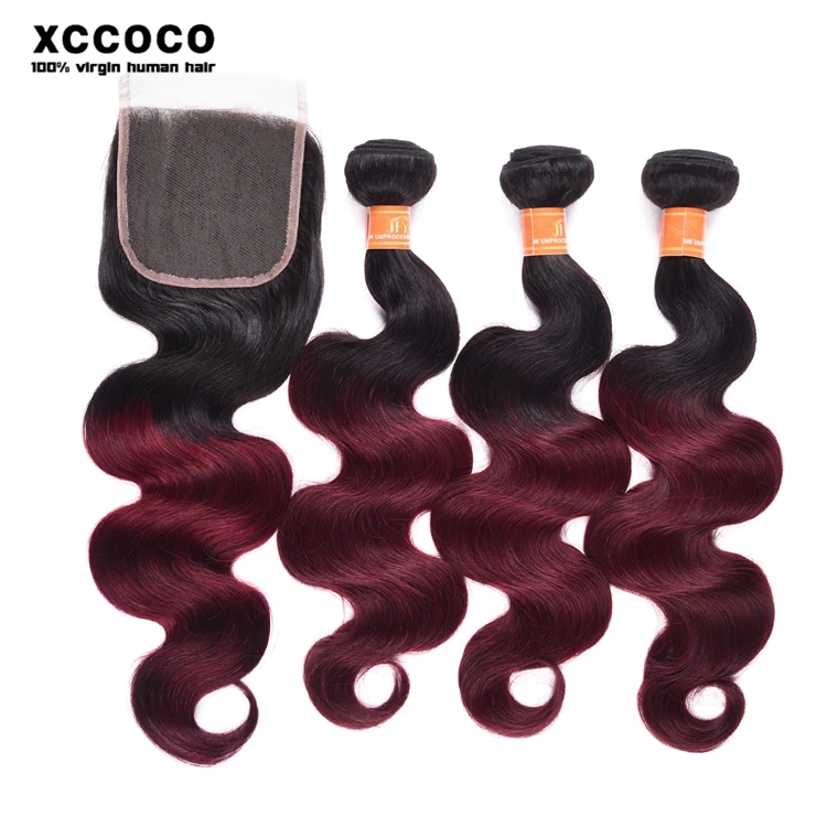 

Factory Supplier Body Wave Color 1B/99J# Natural Unprocessed Remy Brazilian Human Hair Weft