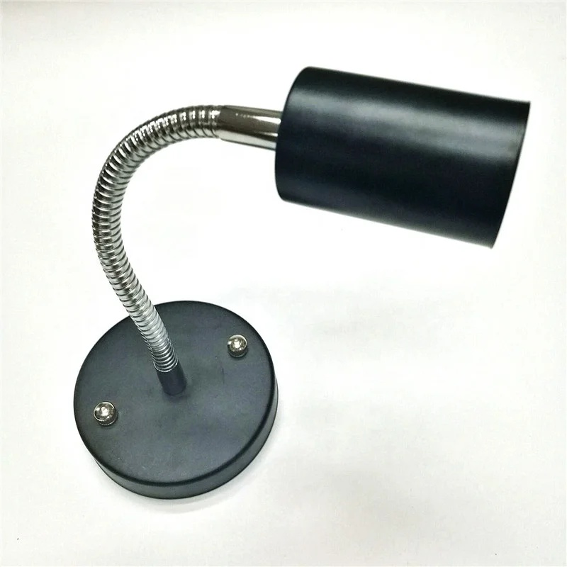 

E27 Ceramic Lamp Holder Socket with flexible hose Bracket Base cover case, Black