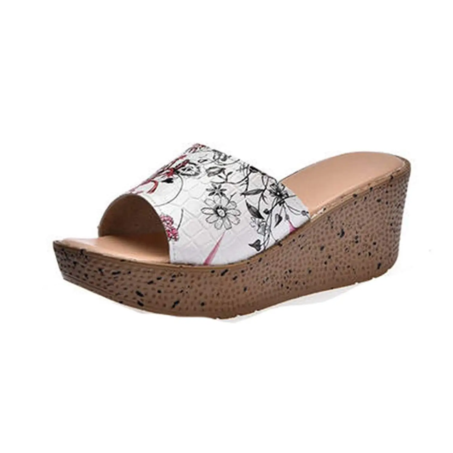 floral wedges closed toe