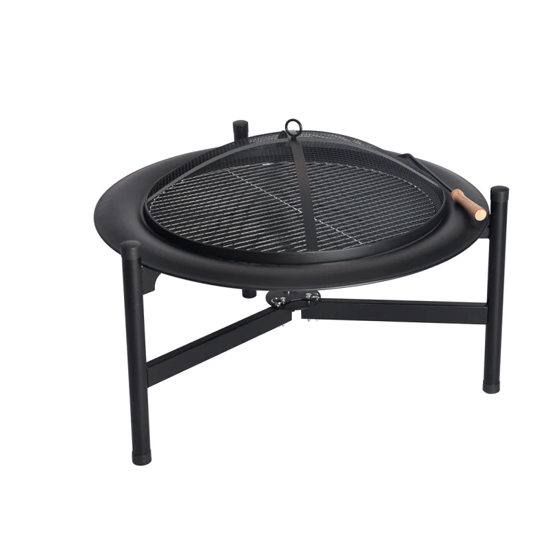 

SEJR 32 Inch Garden Black Fire Basket Pit with Wood Handle Poker 81X81X58cm