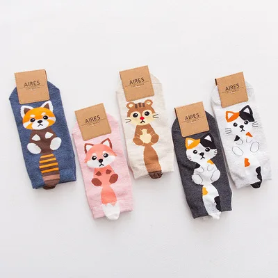 

Cartoon Animal Stereo cat socks Wholesale New Women's Cotton SocksStraight Ankle Boat Socks, Custom color