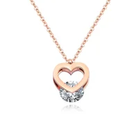 

Korean Fashion Women Stainless Steel 18 K Gold Rose Gold Heart Choker Necklace