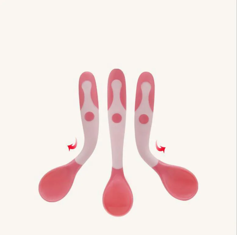 

2pcs/set newborn baby spoon and fork set safety baby temperature spoon