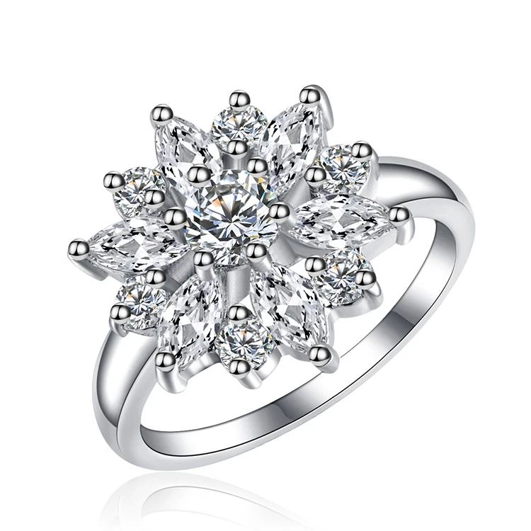 

Unique Design Princess AAA Zircon Bijoux Flower Finger Rings For Women Wedding Engagement Rings Jewelry (KRG026), As the picture