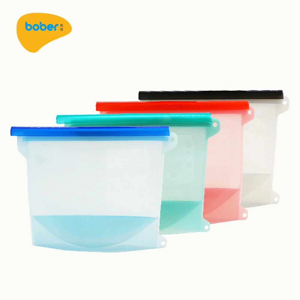 

LFGB Food Grade Vacuum Preservation Reusable Food Storage Silicone Bag Ziplock, Customized color