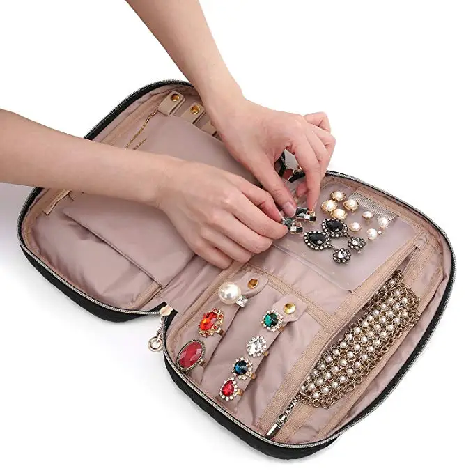 

Travel Jewelry Storage Cases Jewelry Organizer packing bag, Black;customized is welcome