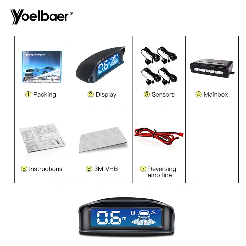 
Car Auto Parktronic LED Parking Sensor With 4 Sensors Reverse Backup Car Parking Monitor Detector System Backlight Display 