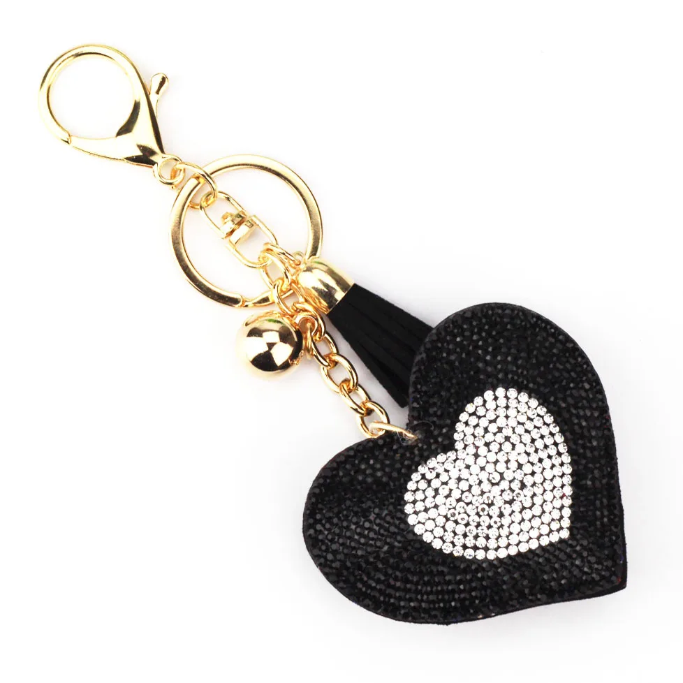 Promotion Gift Rhinestone Keychain Tassel Keychain Twotone Heart