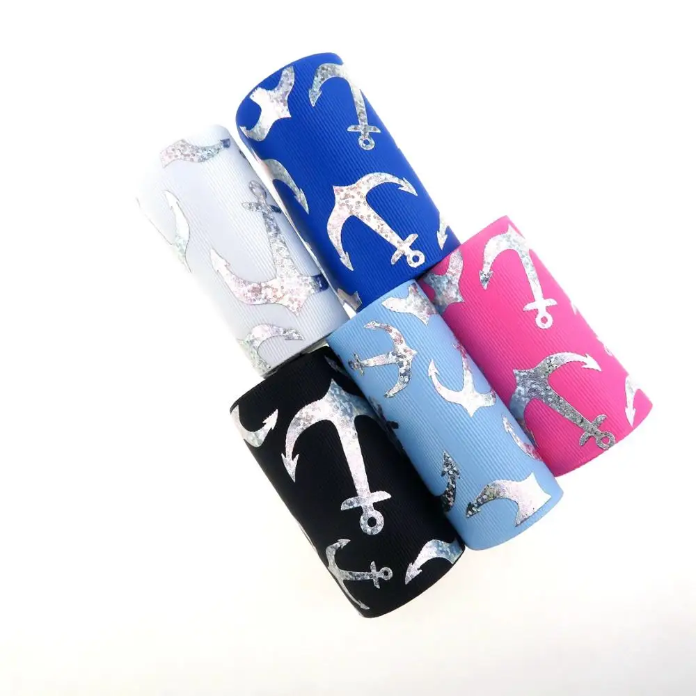 

shipping free 3 inch  custom hologram anchor printed with grosgrain ribbon