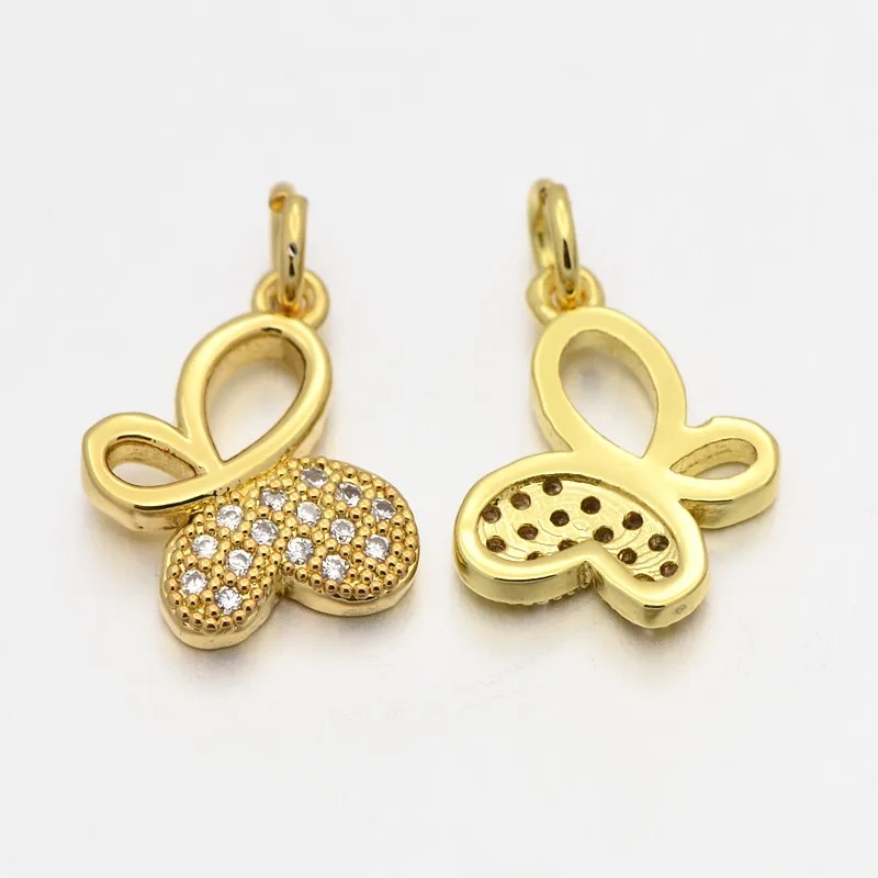 

PandaHall Gold Butterfly Pendant Brass Micro Pave Cubic Zircon Pendants, Colors