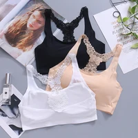 

2018 lace splicing pure color non-adjusted straps ladies wrapped chest breathable bra