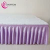 wholesale wedding decoration ruffled ice silk table skirt with stick /white pink polyester satin pleated stage table skirting
