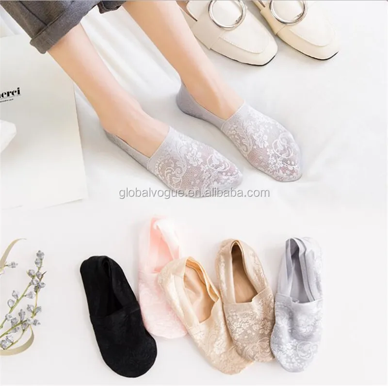 

Spring and summer new deep mouth socks female summer non - slip lace thin section socks, 5 colors as picture show