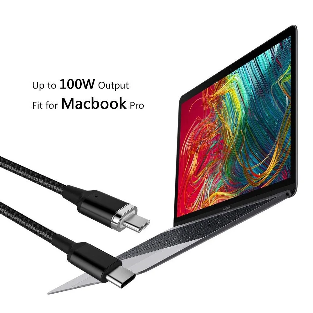 Max 5A 100W 6ft Type C Charger Data Cable PD QC 3.0 USB-C to USB-C Magnetic Charging Cable for MacBook - ANKUX.COM