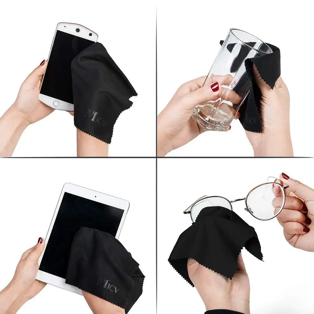 

Amazon hot sale custom black eyeglasses camera lens microfiber cleaning cloth for glasses phone TV screen