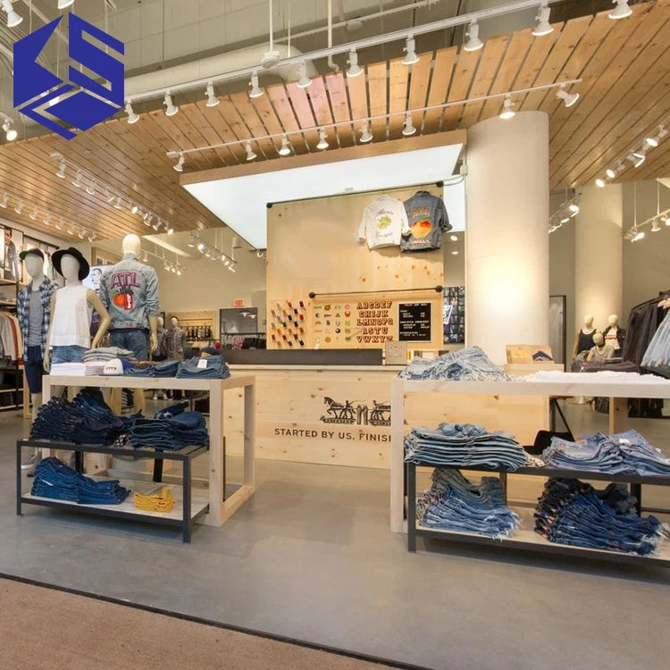 China Supplier Garment Shop Decoration Ideas Wooden Jeans Display Table  Stand Design - Buy Jeans Display Table Stand Design,Garment Shop Decoration  Ideas Wooden Jeans Display Table Stand Design,Clothing Shop Display  Decoration Furniture