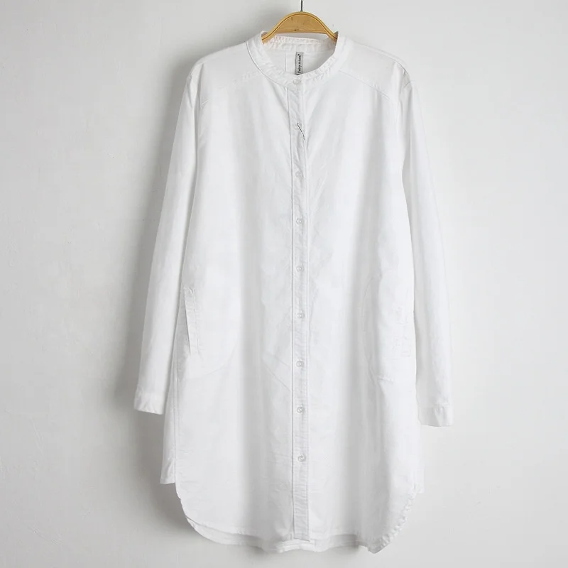 

2019 fall fashion in Europe and the United States new loose large size cotton Oxford spinning long white shirt women