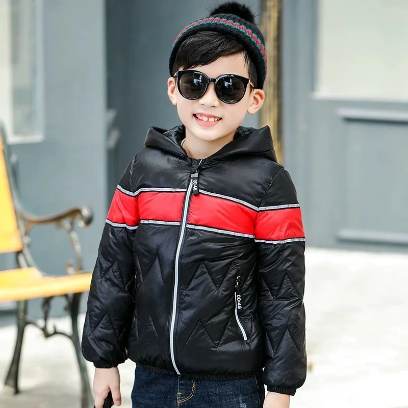
Good Price Wholesale High Quality Contrast Padding Zipper Public Kids Boys Winter Thick Jacket With Hood 