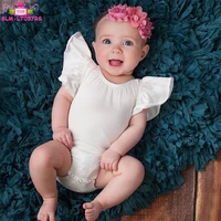 

Infant & Toddlers Size Dance Wear Girls Ballet Leotards Solid White Baby Flutter Sleeve Leotard With Snap