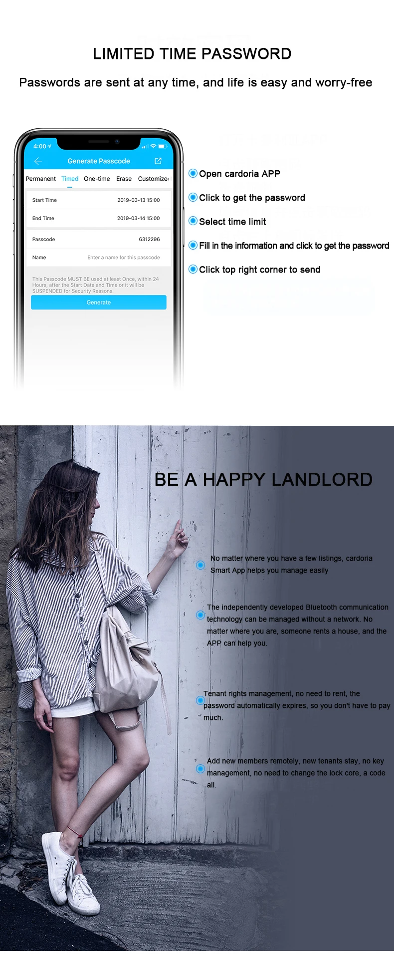 Security aluminum sliding door lock SUS 304 unlock with fingerprint password key card and TTLOCK APP special for narrow door