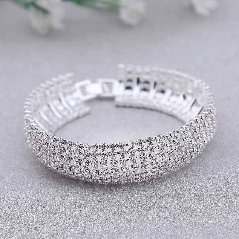 

Europe and the United States fashion glittering full diamond crystal bracelet Korean simple personality diamond bracelet jewelry, Sliver /gold