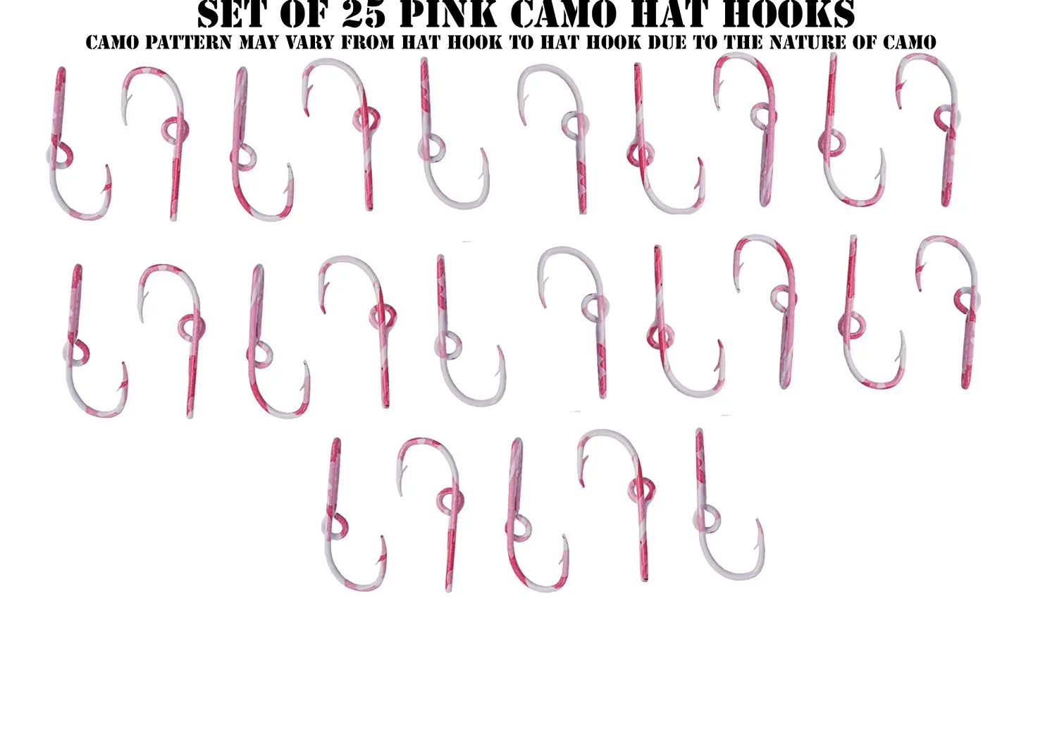 Wholesale Set 25 Eagle Claw Pink Camo Hat Hook Pin Fish hook for Hat Pink Camo Fish Hook Money/Tie Clasp