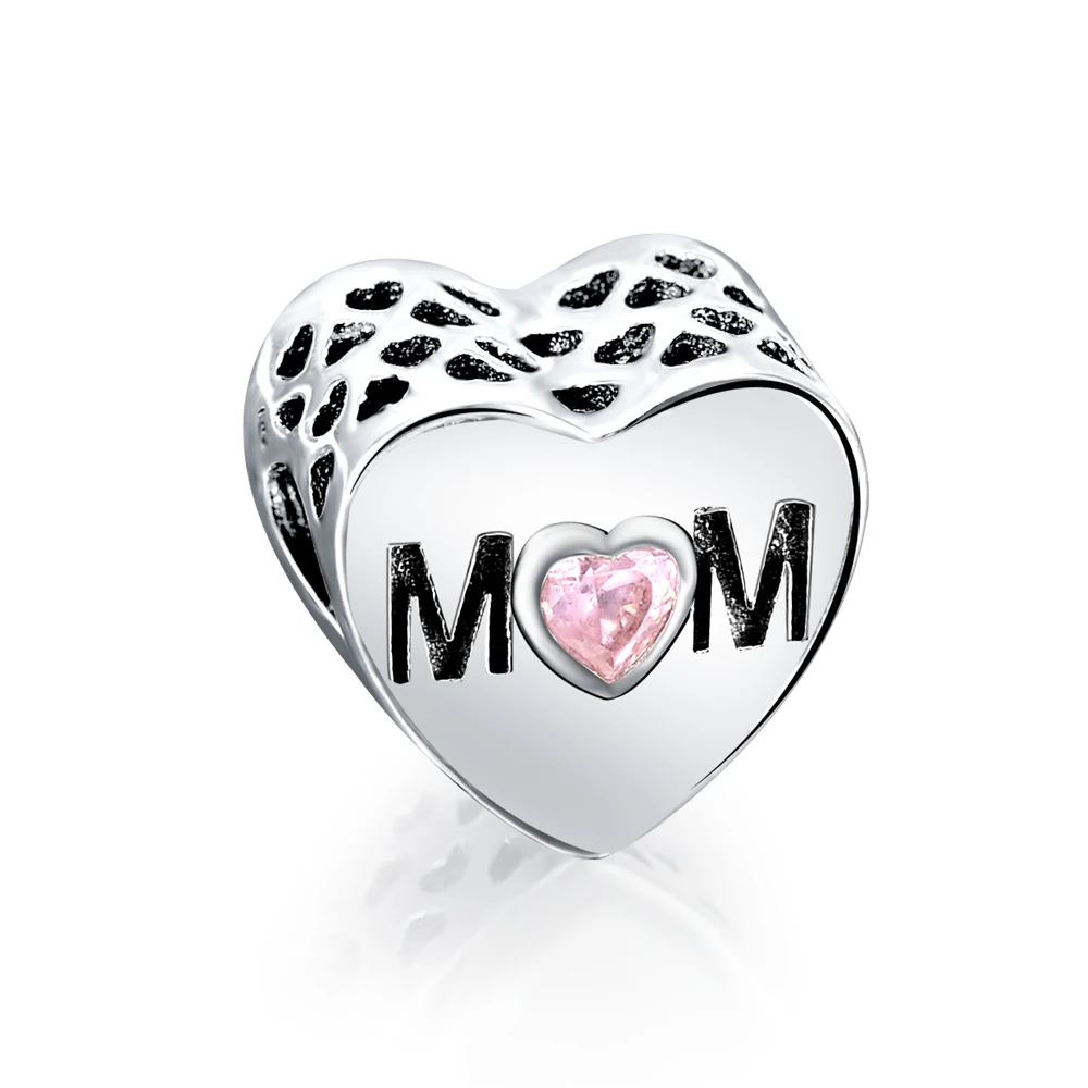 

Dropshipping LZESHINE 925 Silver Bead Heart Mother Love Charms beads Wholesale PSMB0626