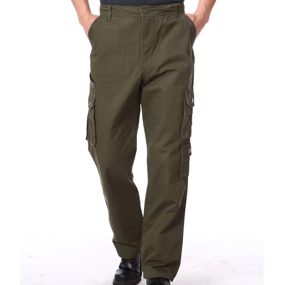 6 Pocket Tactical Pants Green For Men Security Guard Combat Cargo ...