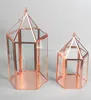 Rose gold geometric copper metal lantern for decor