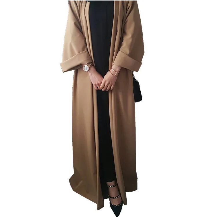 

2019 Newest Fashion Long Cardigan Plain Dubai Open Abaya For Islamic Women, Blackgray;khaki;olive green;blue;wine red