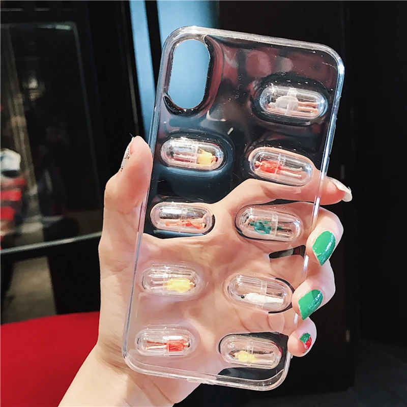 

3D Cute Capsule Person Phone Case For iPhone XS XR XS Max X 8 7 6S Plus Transparent Soft TPU Back Cover Cases