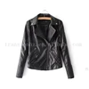 ladies leather long sleeve lapel slim locomotive short jacket