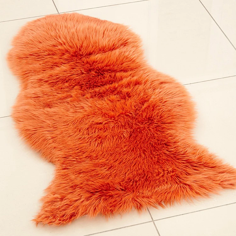 Hot sale pure white silver tip dying faux sheep skin rugs