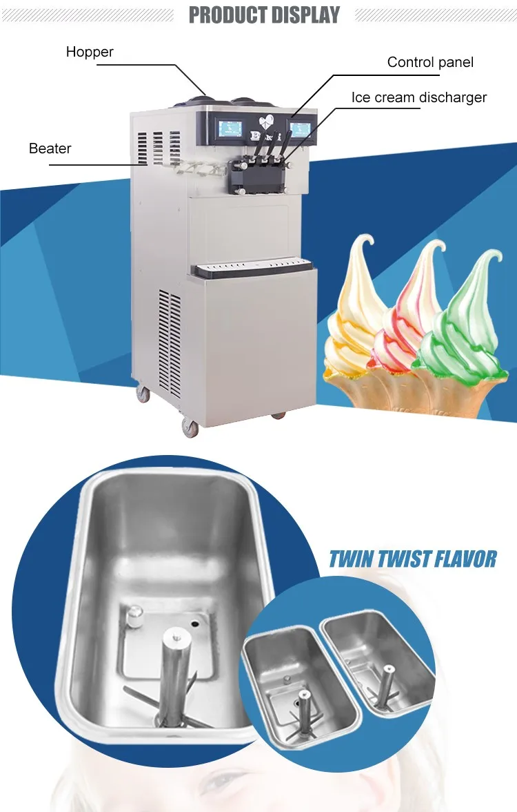 Hot Deal 2023 Double Cooling System Soft Serve Ice Cream Machine For
